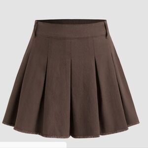 Brown Pleated Skirt